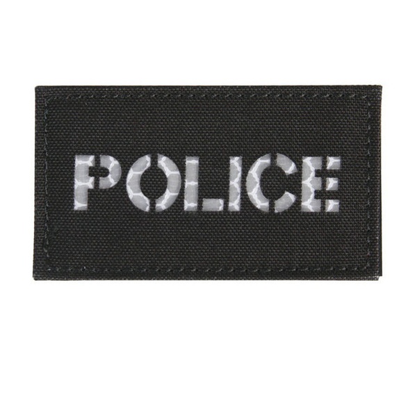 Emerson Police Silver 9x5cm Patch, Black, Patches