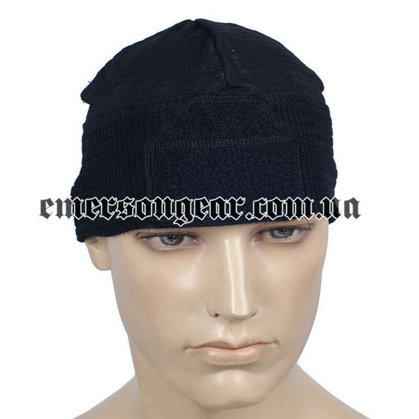 Emerson Fleece Velcro Watch Cap with velcro panel, Black, Hats, Universal