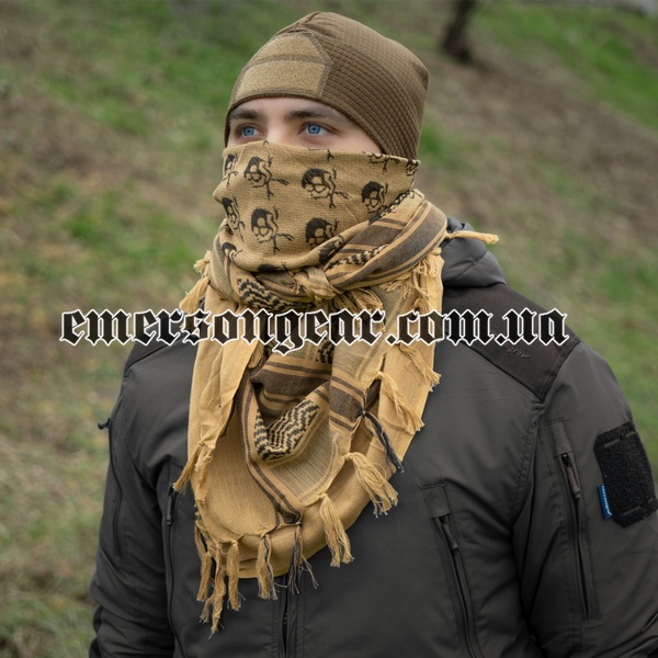 Emerson Skeleton Shemagh Scarf, Coyote Brown, Scarf Shemagh