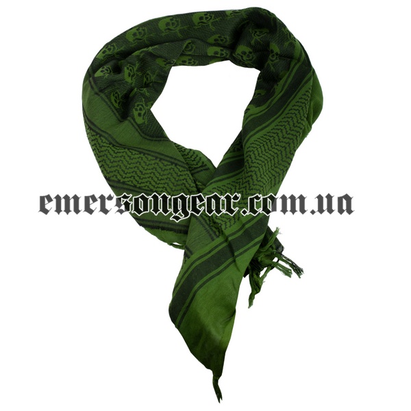 Emerson Skeleton Shemagh Scarf, Olive Drab, Scarf Shemagh