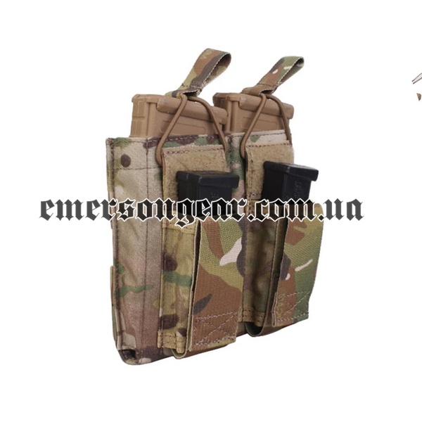 Emerson 5.56&Pistol Double Open Top Magazine Pouch, Multicam, Magazine pouches, Cordura 500D